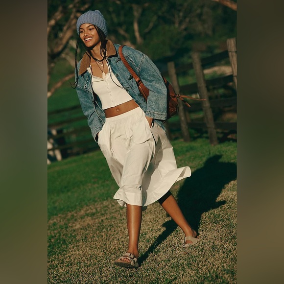 Free People Perfect Tones Set with Midi Skirt and Button Up Cardigan in Ivory - Picture 3 of 12